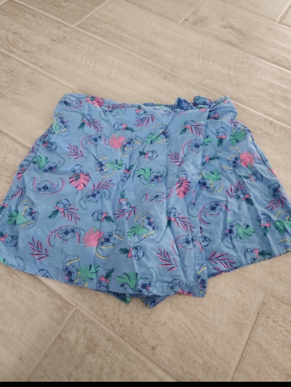 🐻 Stitch Blue Tropical Print Wrap Skirt / Shorts